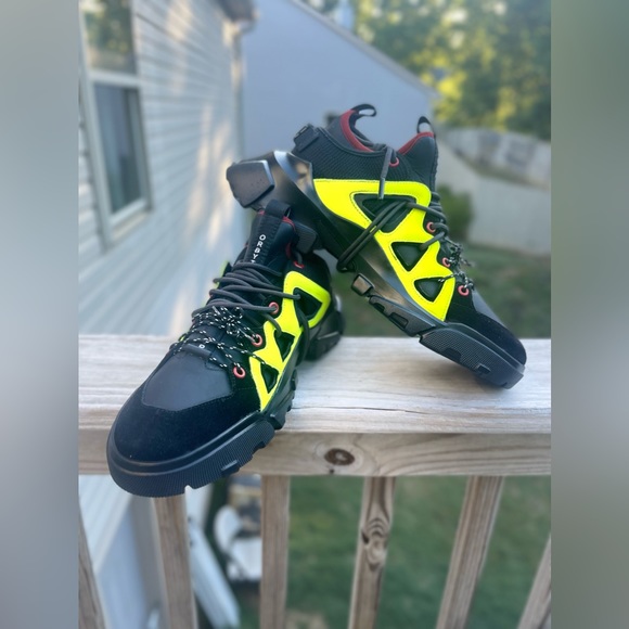 ALEXANDER MCQUEEN MCQ Men’s Orbyt Mid Neon YELLOW BLACK - Picture 3 of 12
